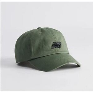 New Balance Mens Olive Green Cotton Twill Logo Dad Hat Baseball Cap Strapback OS